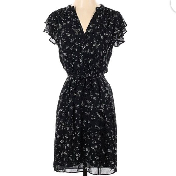 H&M Black Floral Short Sleeve Dress | Size 6 - Picture 1 of 9
